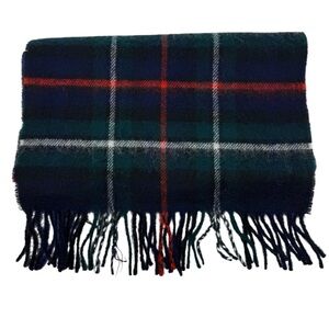 Johnstons of Elgin Wool Mackenzie Tartan Green Multicolor Plaid Patterned Scarf
